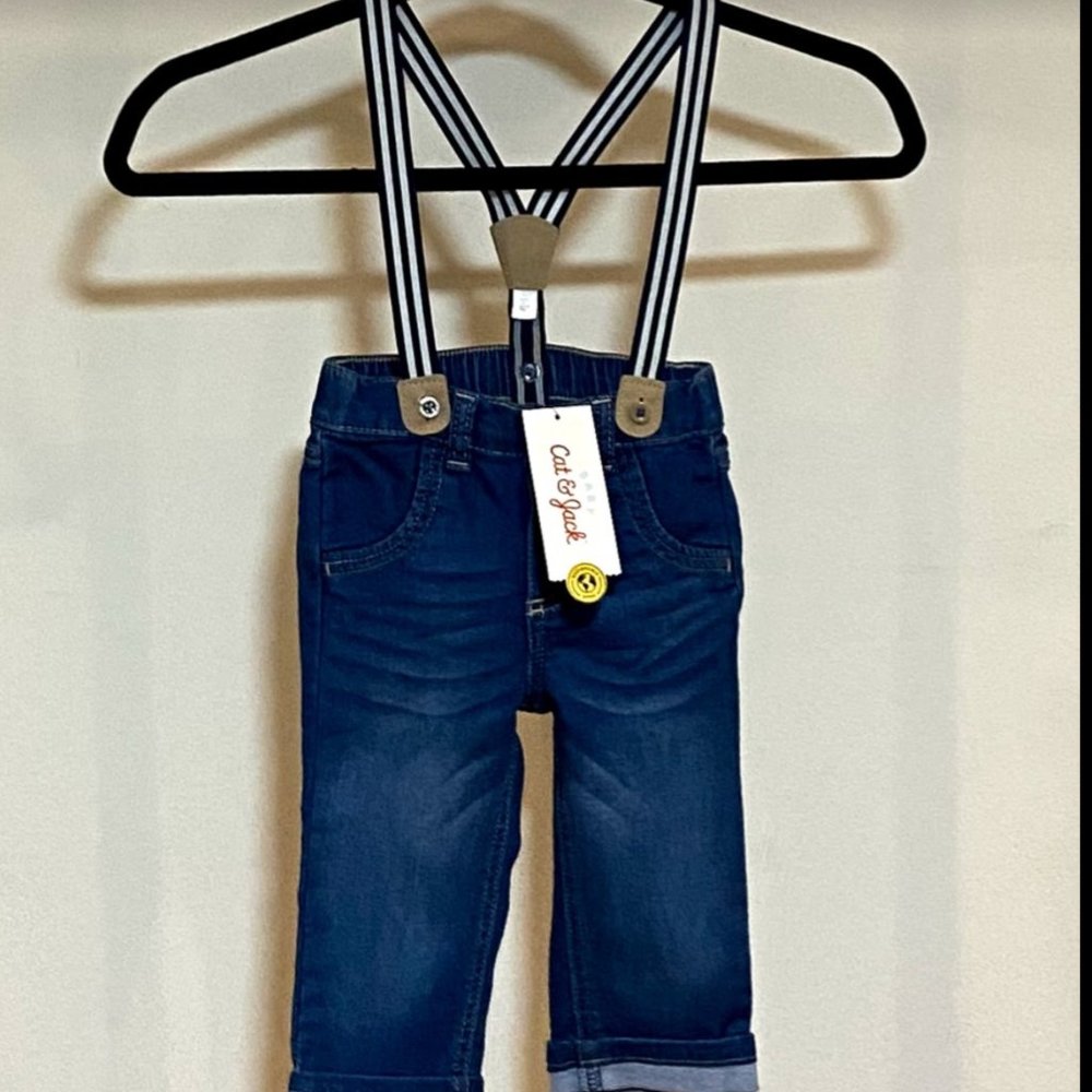 Jeans with suspenders-12 months-Brand: Cat & Jack